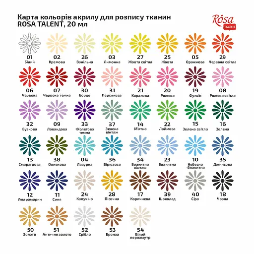 Краска акриловая для тканей Белая (01) 20 мл RosaTalent - фото 3