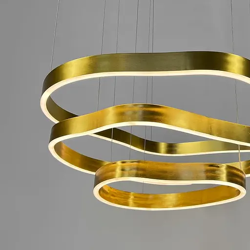 Необычная и эффектная золотая люстра на 3 яруса 80+64+43 см | Ст. PCL006-800*600*400 PGD Line F - фото 4