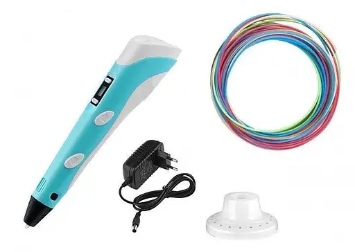 3D ручка для рисования с экраном Pen3 MyRiwell с LCD дисплеем трафарет Голубой - фото 1