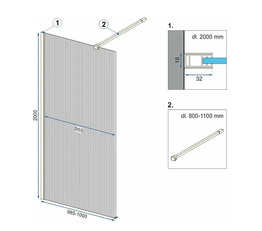 Душова стінка Rea Aero 100 intimo brushed gold REA-K4126, матовий, золотий - фото 6