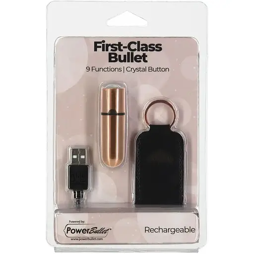 Вибропуля PowerBullet First-Class Bullet 2.5″ with Key Chain Pouch Rose Gold 9 режимов вибрации - фото 8