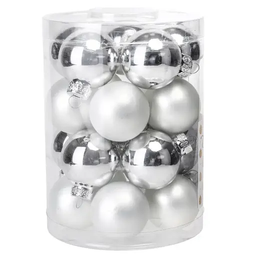 Набір скляних ялинкових куль Elisey Чарівний Сезон (4 см * 20 шт, срібний мікс) - фото 2