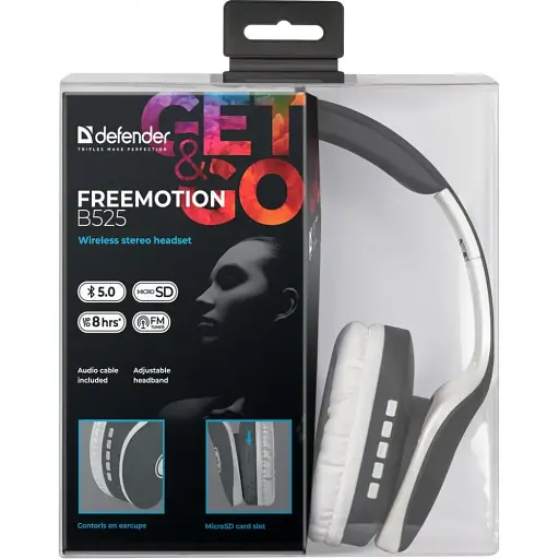 Навушники з мікрофоном Defender FreeMotion B525 Gray-White (63527) - фото 2