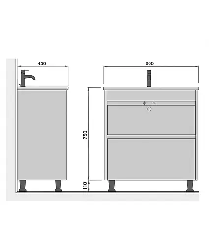 Тумба Мойдодир Prime 80 з умивальником Cosmo 80 підлогова Білий - фото 3