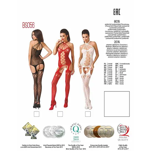 Бодистокинг Passion BS056 комбинезон имитация чулок S/M/L white - фото 5