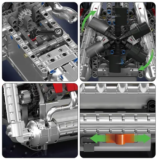 Конструктор двигатель Mould King Mercedes-Benz V8 моторизованный для детей и взрослых детский мотор 1169 деталей - фото 6