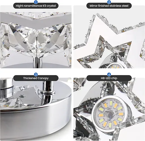 Міні-світлодіодна кришталева люстра з дистанційним керуванням - фото 5