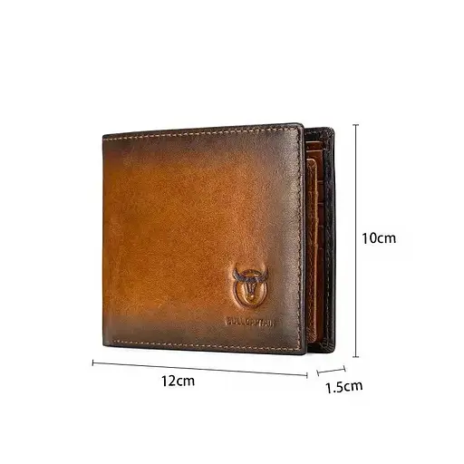 Мужской кожаный кошелек BULL 12х10х1.5 см acs0029247 - фото 1