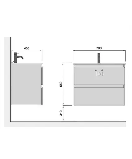 Тумба Мойдодир Сорренто 70-A Білий у ванну з умивальником ID-70 Білий - фото 2