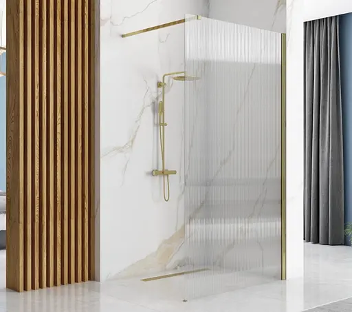 Душова стінка Rea Aero 90 intimo brushed gold REA-K4124, прозорий, золотий - фото 3