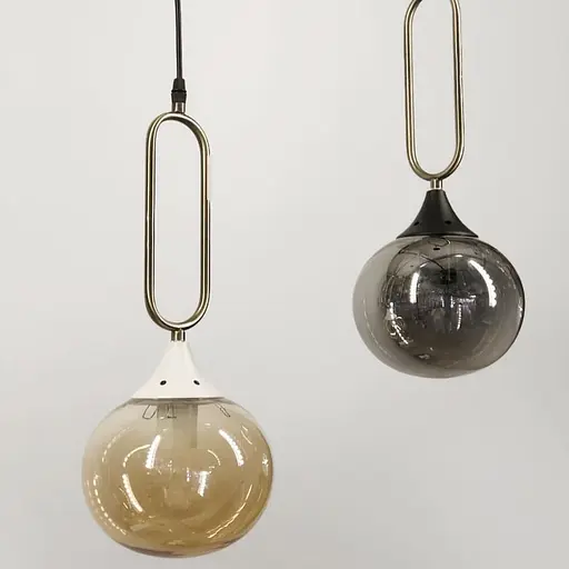 Підвісний світильник із янтарним плафоном у білому корпусі 44х16 см | Арт. 12616/1 WT+AM | Line F - фото 3