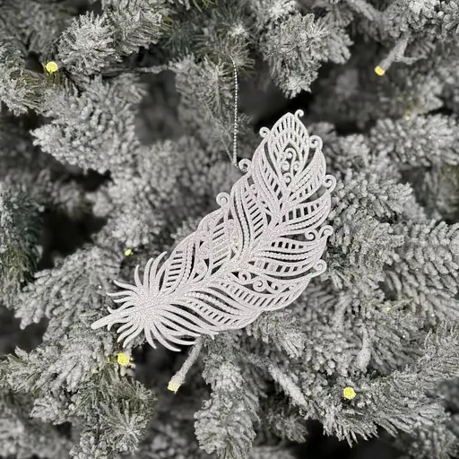 Елочная игрушка MIS LT Перо 7,5х15,5Х1,5 см белый - фото 2