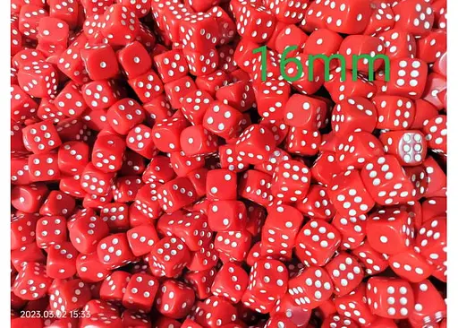 Настольная игра Китай Кубик D6 16 мм (зелёный, красный, чёрный, белый) (1 шт.) (ВР_КD6) - фото 2