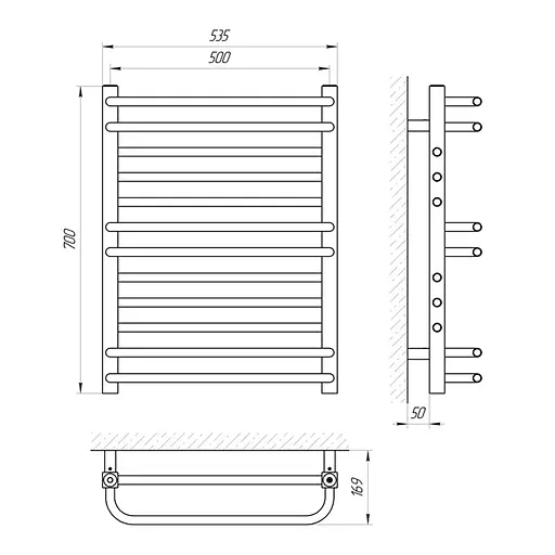 Полотенцесушитель Laris Гермес П12 500x700 71207668, Хром - фото 2