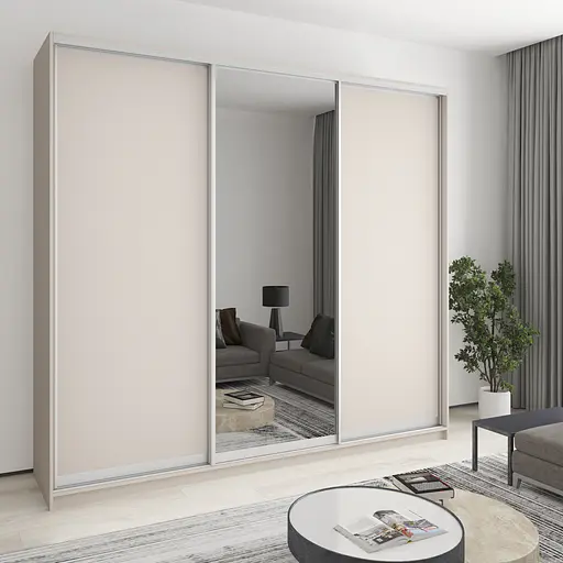 Шафа-купе тридверна MebelStar Уні AL 2ДСП/Дзеркало 260x60x240 см Кашемір (MBS-1960)