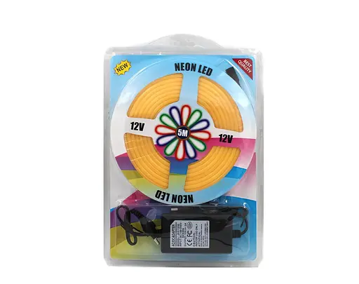 Лента неоновая силиконовая LED Neon с блоком питания 5M 12Вт-220Вт Желтый - фото 6