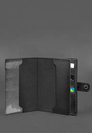 Кожаная обложка-портмоне для военного билета 15.0 Черная - фото 3