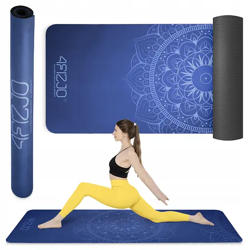 Коврик (мат) спортивный 4FIZJO замша 183 x 61 x 0.15 см для йоги и фитнеса Blue (P-5905973405713) - фото 2