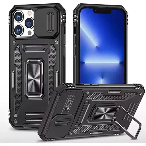 Чехол ударопрочный Epik Camshield Army Ring для iPhone 13 Pro (6.1) Черный/Black - фото 1