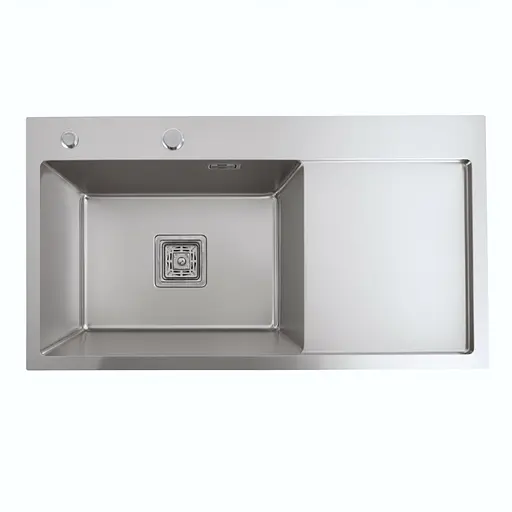 Кухонная мойка Platinum Handmade 780x430x220 L нержавейка (квадратный сифон, 3.0/1.0), Нержавеющая сталь - фото 1