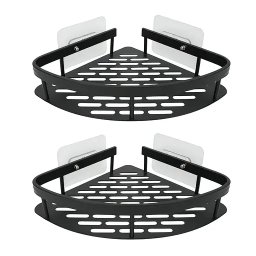 Набір металевих полиць для ванної кімнати Fabrika OPAL 2 шт чорні+подарунок йоржик для унітазу Fabrika PRACTIС White - фото 6