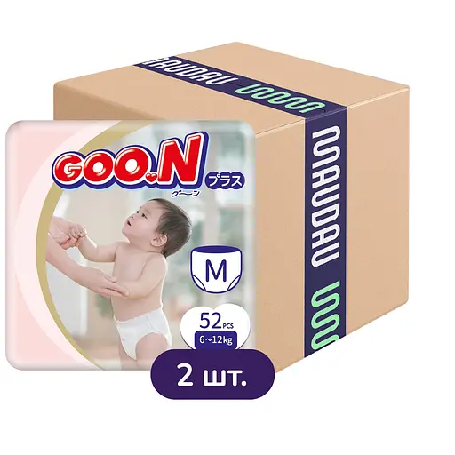 Упаковка трусиків-підгузків GOO.N Plus M (6-12 кг) 104 шт. (52 шт. х 2 шт.)