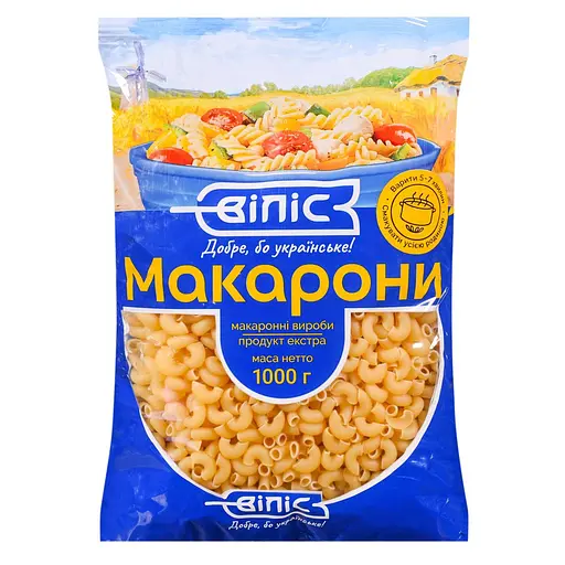 Макаронные изделия Віліс Рожки №7, 1 кг - фото 1