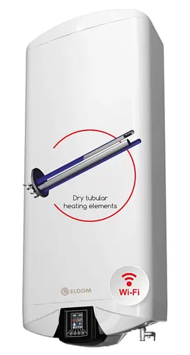 Водонагреватель Eldom GALANT DRY 80 л, 3,0 кВт, сухой ТЭН, вертикальный, прямоугольный, белый (DV080DW-W) - фото 2