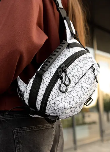 Сумка через плечо женская бананка Sambag Flex Pro принт "Square" 30×17×15 см (85451150) - фото 7