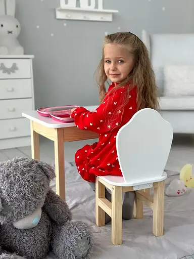 Дитячий столик з ящиком та стільчиком (Білий) - фото 6