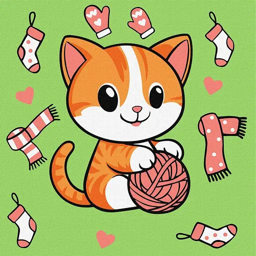 Картина по номерам "Котик и клубочек (картина №1)" ©art_selena_ua Идейка KHO1233, 25х25 см - фото 1