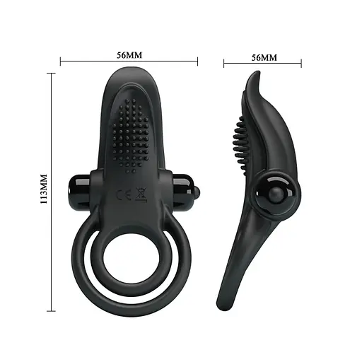 Эрекционное кольцо на пенис с вибрацией Pretty Love Vibro Penis Ring 11.3 см черный - фото 4