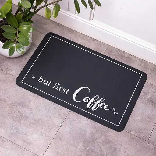 Килимок на кухню 3d килимок із діатоміту для кухні безворсовий But first Coffe 38×58 (см) килимок кухонний на підлогу в кухню Yiwu HP-42-43 - фото 2