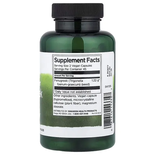 Пажитник Swanson Fenugreek Seed 610 mg, 90 капсул - фото 2