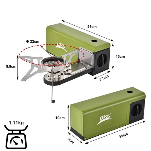 Газовая горелка BRS-97 зеленая - фото 2
