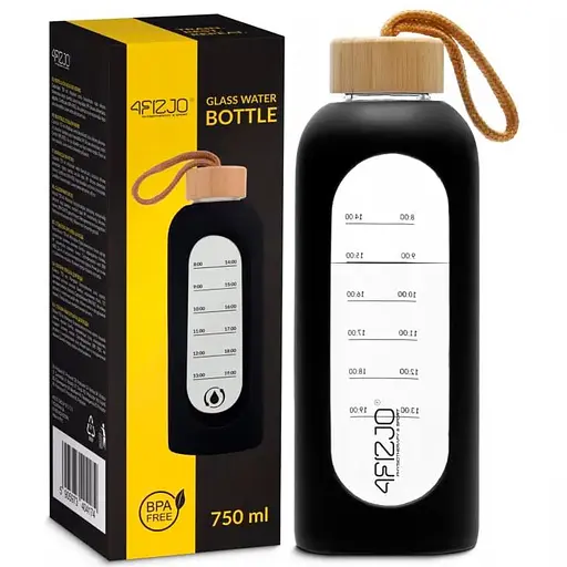 Пляшка для води 4FIZJO спортивна 750 мл скляна Black (P-5905973404174) - фото 1