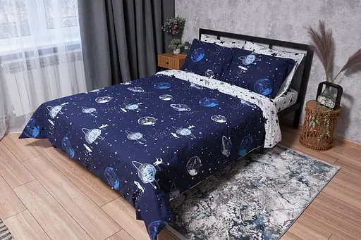 Комплект постільної білизни Moon&Star Ranforce Elite Cosmos двоспальний 175х210 см наволочки 4х70х70 см - фото 1