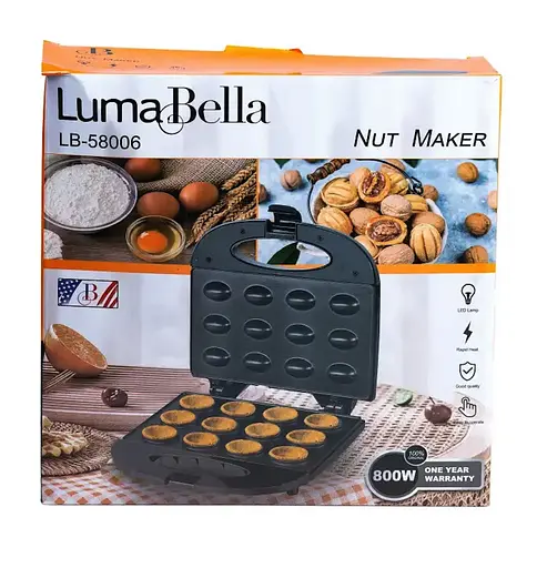 Електрична горішниця Luma Bella LB-58006 на 12 горішків з антипригарним покриттям 800Вт Чорний - фото 5