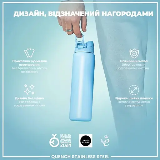 Пляшка для води ION8 1200 мл Stainless Steel Alaskan Blue металева (I8SS1000ABLU2) - фото 4