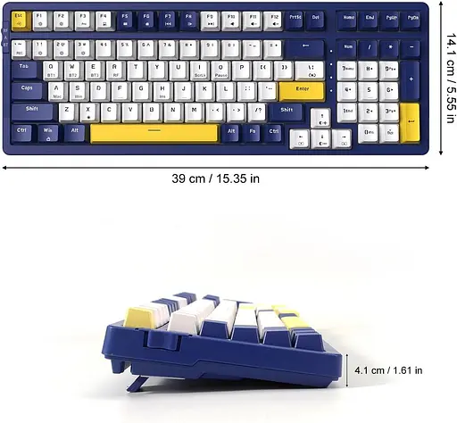 Механічна бездротова клавіатура Qisan USB Дротова клавіатура для гри Ледяно-блакитна світлодіодна клавіатура з підсвічуванням - фото 4