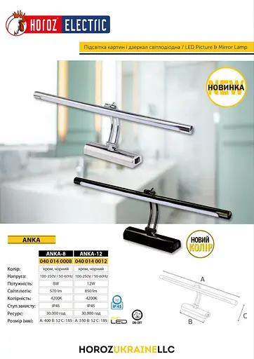 Подсветка картин и зеркал Anka-8 8W Horoz Electric черная - фото 3