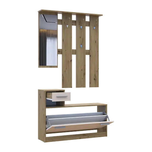 Передпокій Doros Alice Дуб Евок/Кашемір 1 дзеркало 100х25х182.9 (44900360) - фото 4