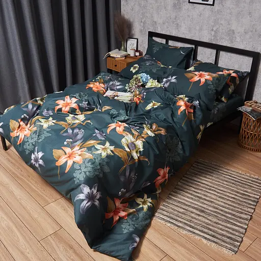 Комплект постельного белья Moon&Star Микросатин Premium Floral Nocturne Евро 200х220 наволочки 2х50х70 - фото 2