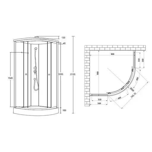 Душевой бокс Lidz Tani SB90x90.SAT.LOW.GR, Хром матовый, тонированный, хром матовый - фото 2