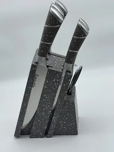 Набор ножей для кухни с подставкой Rainberg RB-8805 кухонные ножи и подставки черный - фото 1