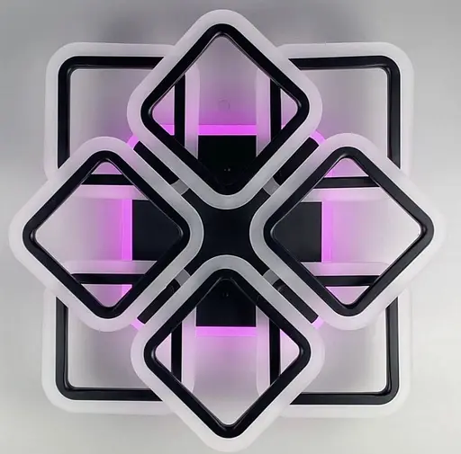 LED люстра на 4+4 ріжки квадратної форми Line.F A 2400/4+4S RGB BK - фото 1