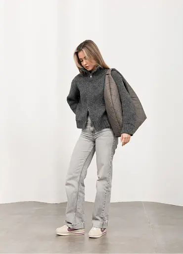 Женская сумка Sambag HOBO L серая строченая 34 х 37 х 16 см (53300039) - фото 6