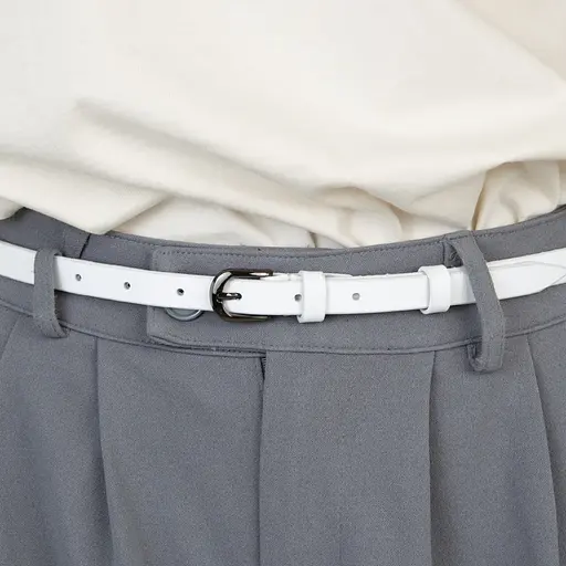 Ремінь шкіряний жіночий SF-1505 вузький білий під сукню (125 см) - фото 5