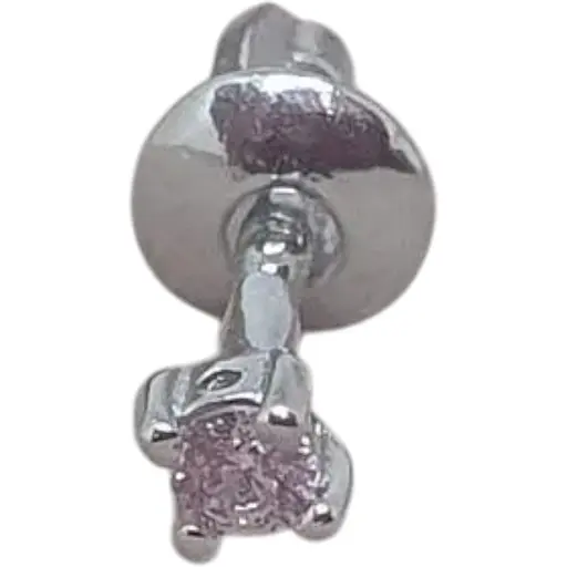 Серебряная моносерьга пуссета Dear с фианитом. 3004.10С Розовый