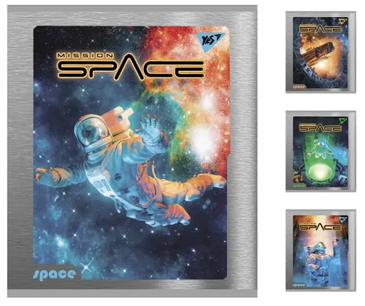 Зошити учнівські 48 аркушів клітинка Yes Space з матовим ВДЛ, вибірковим УФ-лаком і мікроембосингом, 5 шт. в упаковці